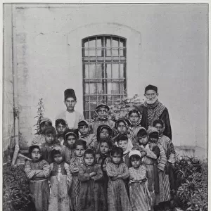 Nazareth, a group of children (b / w photo)