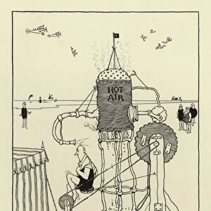 A new machine erected on Margate Sands for drying the hair after bathing (litho)