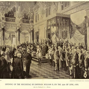 Opening of the Reichstag by Emperor William II (litho)