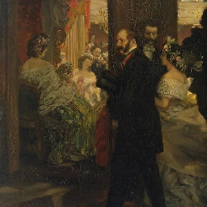 In the Opera House, 1862 (oil on paper mounted on card)