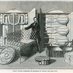 Patent folding furniture by Mannstein of Vienna (engraving)
