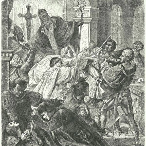 The Pazzi conspiracy, assassination attempt against Lorenzo and Giuliano de Medici, Florence, 1478 (engraving)