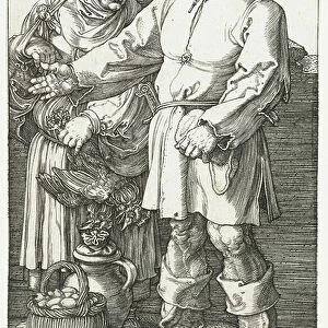 Peasant couple on the market, 1519 (engraving)