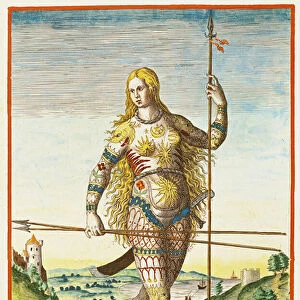Pictish woman, from Admiranda Narratio... engraved by Theodore de Bry (1528-98