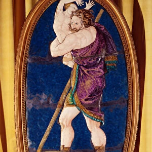 Plaque depicting Saturn, from the Chateau de Madrid, Neuilly, 1559 (painted enamel)