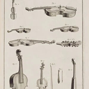 Plate XI: Instruments played with a bow, from the Encyclopedia of Denis Diderot (1713-84
