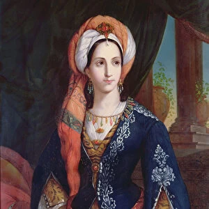 Portrait of the actress Mlle Rachel in the role of Roxanne for the play