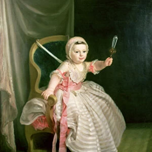 Portrait of a Child holding a Rattle