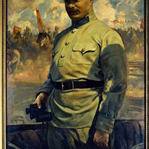 Portrait du leader bolchevique Mikhail Vassilievitch Frounze (1885-1925). (Portrait of the Bolshevik leader M. V. Frunze). Peinture de Isaak Izrailevich Brodsky (Brodski) (1884-1939), huile sur toile, 1929