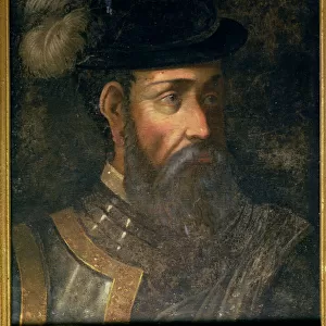 Portrait of Francisco Pizarro (c. 1478-1541) Spanish conqueror of Peru (oil on panel)