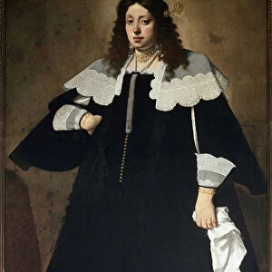 Portrait of a lady with a white handkerchief (oil on canvas, 1640-1645)