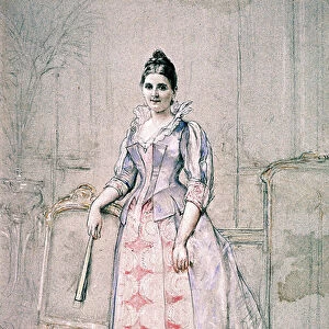 Portrait of Mrs Carnot wearing worth dress, 1890 (drawing)
