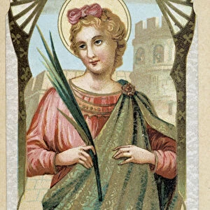 Portrait of "Santa Barbara vergine e martire", Italian pious image