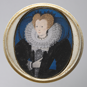 Portrait of a Woman, c. 1590 (w / c on vellum in original turned ivory case)