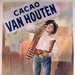 Poster advertising Van Houten cocoa (colour litho)