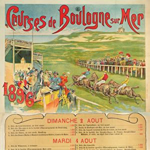 Poster for horse racing at Boulogne-sur-Mer, 1896 (colour litho)