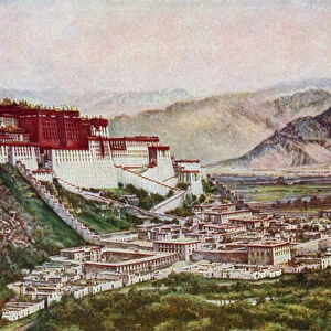 The Potala, palace of the Dalai Lama, in Lhasa, Tibet (colour litho)