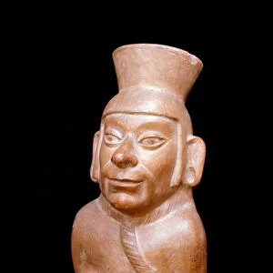 Precolombian art, Mochic civilization (ugly, mochica): anthropomorphic terracotta bottle