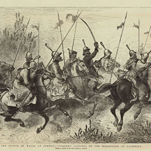 The Prince of Wales at Jummoo, "Charge!"Lancers of the Maharajah of Cashmere (engraving)