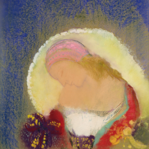 Profile of a Girl with Flowers, c. 1900 (pastel on paper)