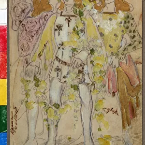Projet de costume pour le ballet Raymonda de Alexandre (Alexander) Glazunov (Glazounov ou Glazunoff ou Glazunow) (1865-1936) (Costume Design for the ballet Raimonda by A. Glazunov). Costumes masculins