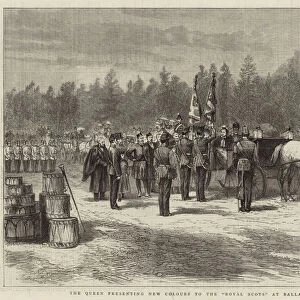 The Queen presenting New Colours to the "Royal Scots"at Ballater (engraving)