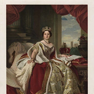 Queen Victoria in Her Robes of State (colour litho)