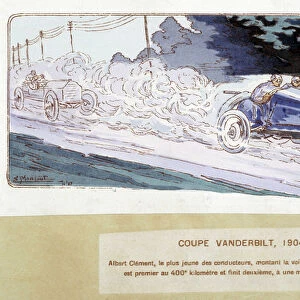 Racing: the Vanderbilt Cup in 1904 - drawing by Ernest Montaut (1878-1909)