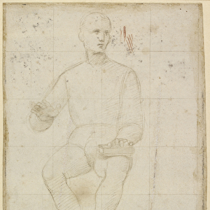 Recto: Study of a seated Man, WA1846. 174 (silverpoint on light greyish preparation