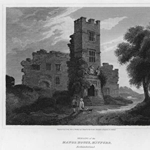 Remains of the Manor House, Mitford, Northumberland (engraving)