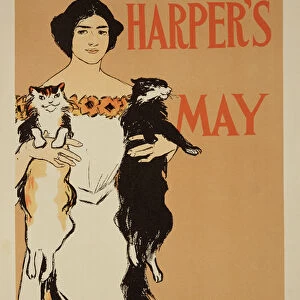 Reproduction of a poster advertising the May Issue of Harpers Magazine