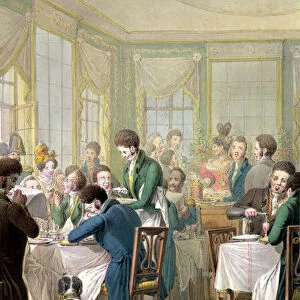 The Restaurant in the Palais Royal, 1831 (w / c on paper)
