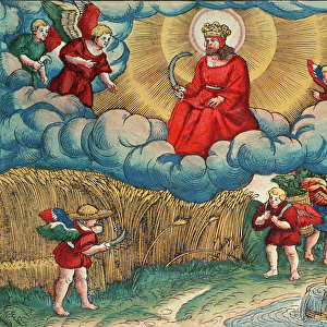Revelations 14: 14 The Reaper, Vision of Armageddon, from the Luther Bible, c. 1530