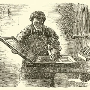 The Reverend William Davy as his own printer (engraving)