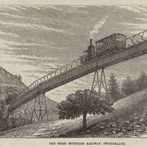 The Righi Mountain Railway, Switzerland (engraving)