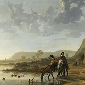 River Landscape with Riders, 1653-7 (oil on canvas)