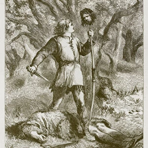 Robin Hood and Guy of Gisborne (engraving)
