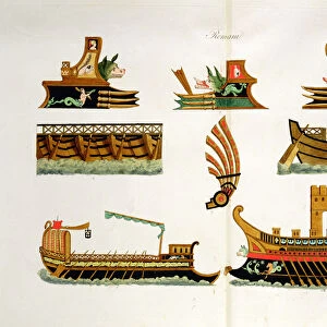 Roman Ships with details of figureheads, plate 23, class 5 from Part I of