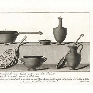 Roman tools and household utensils. 1802 (engraving)