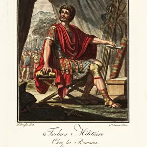 Roman tribune in military uniform, ancient Rome. 1796 (engraving)