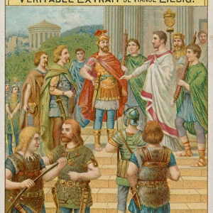 Romans, Gauls and Germans in a Roman Colony on the Upper Rhine in AD 175 (chromolitho)