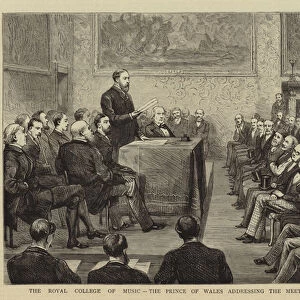 The Royal College of Music, the Prince of Wales addressing the Meeting at St Jamess Palace (engraving)