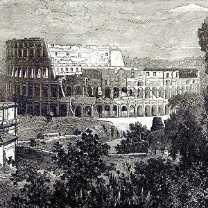 Ruins of the Colosseum, from the Palatine, illustration from Cassells Illustrated Universal History by Edward Ollier, published 1890 (digitally enhanced image)