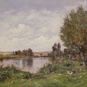 Rural river scene, 1875 (oil on panel)