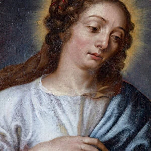 Saint Anne, Our Lady and Jesus Child, altar cloth in northern side altar, 18th century, detail (painting)