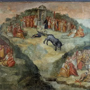 Saint Hippolytus Throwing the Thurible Given to Him by Pontifex Battistellus in Order to Sacrifice to Jupiter, detail of the painting of the Martyrdom of Saint Hippolytus and his Companions (fresco)