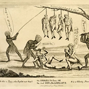 The Savages Let Loose, or The Cruel Fate of the Loyalists, pub. 1783 (engraving)