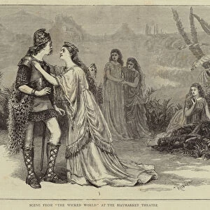 Scene from "The Wicked World"at the Haymarket Theatre (engraving)