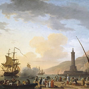 A Seaport at Sunset, 1749 (oil on canvas)