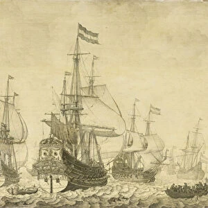Seascape with Dutch Men-of-War including the Drenthe and the Prince